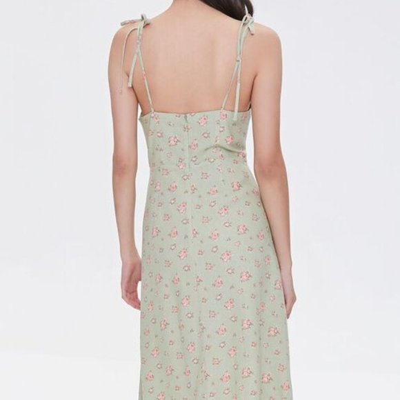 F21 Light Green Floral Midi Dress NWT - Picture 3 of 4